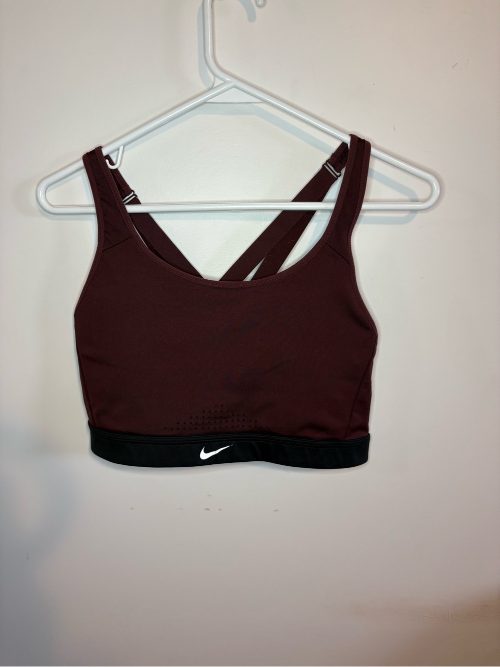 Nike Burgundy Dri-Fit Sports Bra with Black Elastic Band Size Large